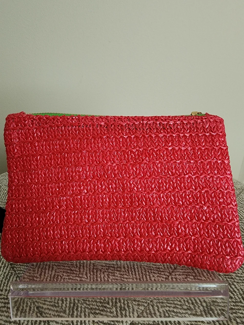 Ipsy Strawberry Straw Textured Red Cosmetic Pouch
